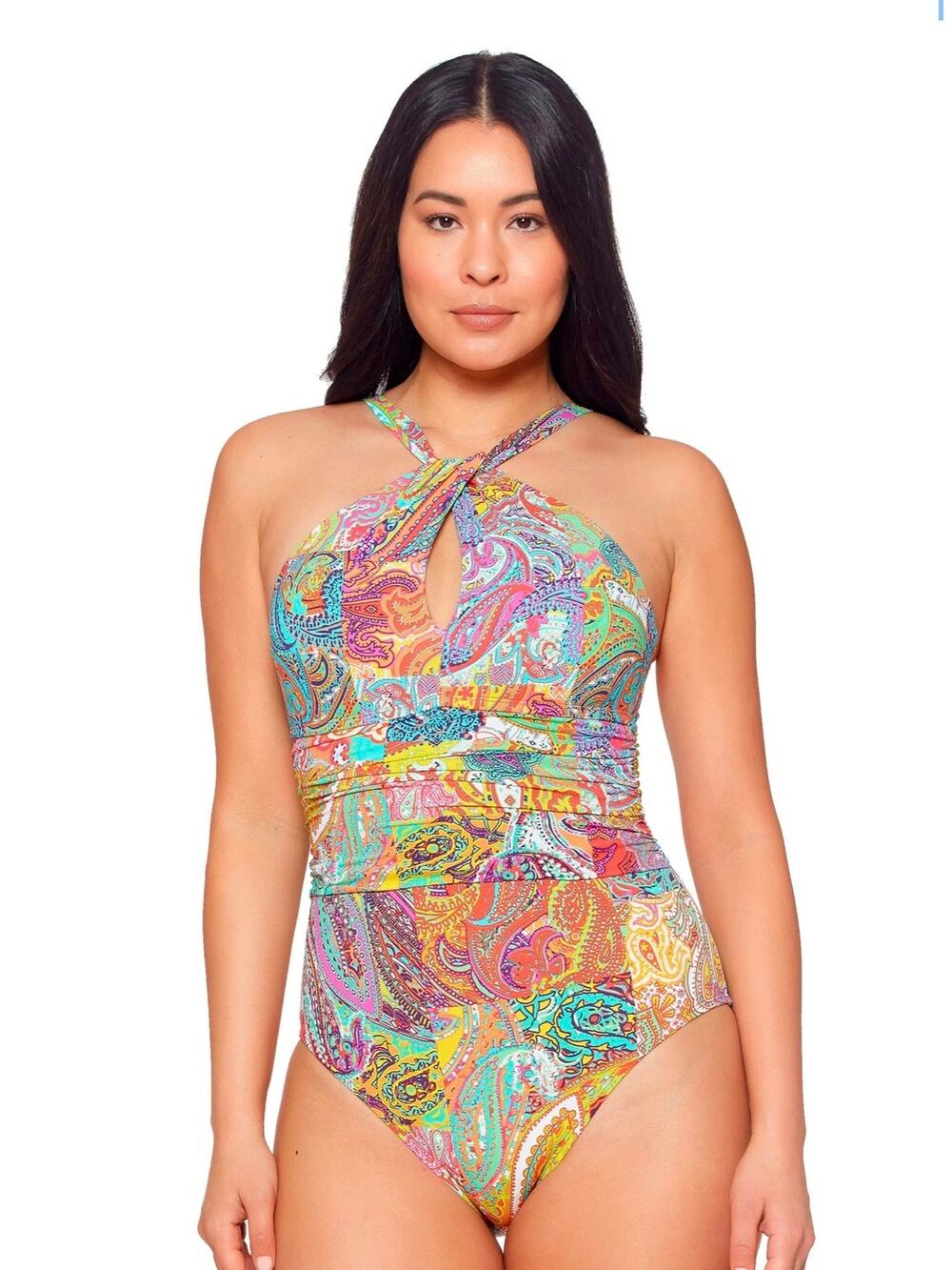 Bleu Rod Beattie Bohemian Paradise High Neck One Piece 8 NWT